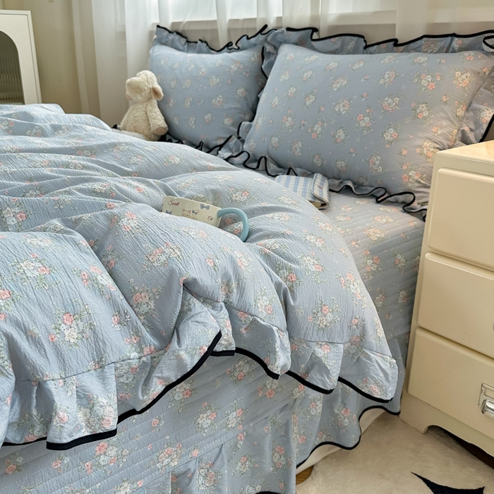 91家纺网 家纺一手货源 找家纺 尚美 2025新款法式小黑边云感四件套床盖款 兰亭