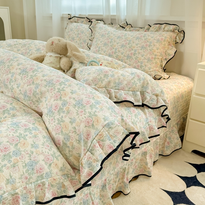 尚美 2025新款法式小黑边云感四件套床盖款 玫夏