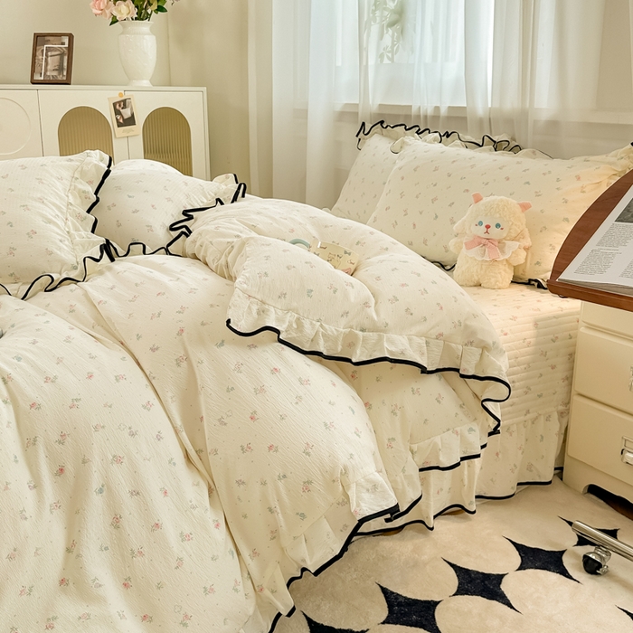 91家纺网 家纺一手货源 找家纺 尚美 2025新款法式小黑边云感四件套床盖款 清晰