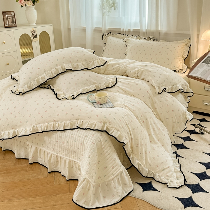 91家纺网 家纺一手货源 找家纺 尚美 2025新款法式小黑边云感四件套床盖款 清晰