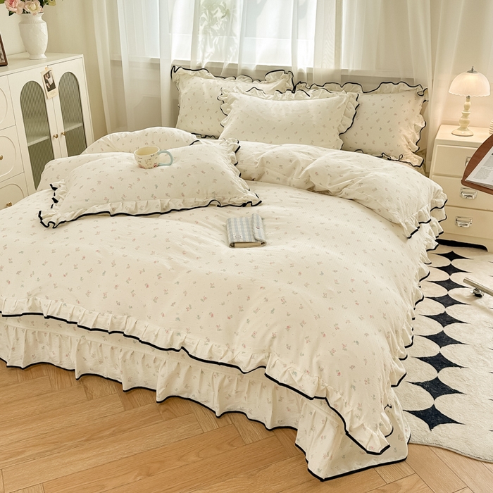 91家纺网 家纺一手货源 找家纺 尚美 2025新款法式小黑边云感四件套床盖款 清晰