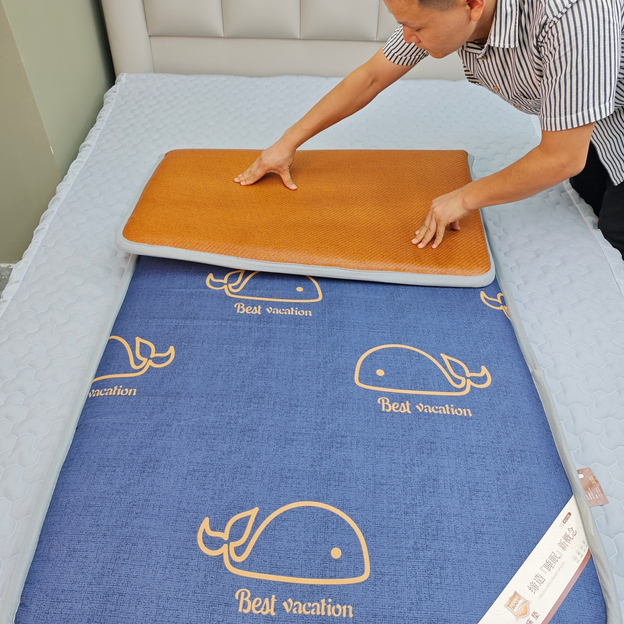 91家纺网 家纺一手货源 找家纺 （总）正欣·被子·床垫 2025新款700g印尼藤席冬夏两用床垫学生床垫