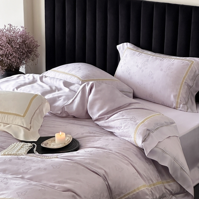 91家纺网 家纺一手货源 找家纺 （总）MIU缪家居 2025新款100支全棉纯棉提花四件套-蝶影（控价388）