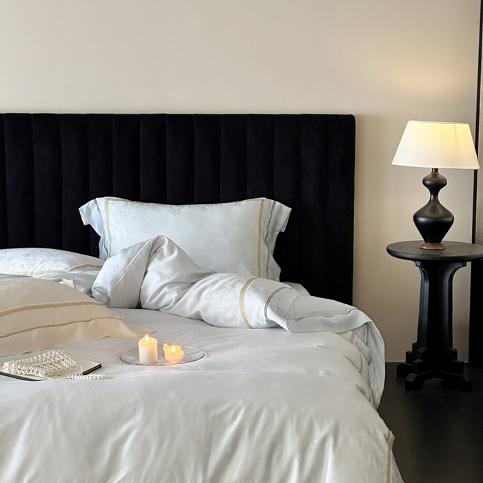 91家纺网 家纺一手货源 找家纺 MIU缪家居 2025新款100支全棉纯棉提花四件套-蝶影 雾蓝（控价388）