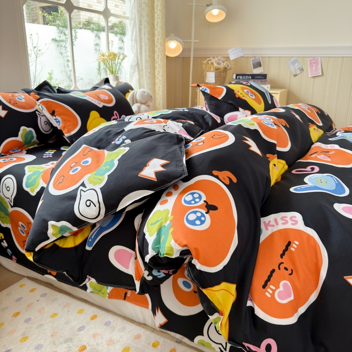 乐居坊 2025新款开学季亲肤棉透气印花芦荟棉四件套（大床） 胡萝卜兵