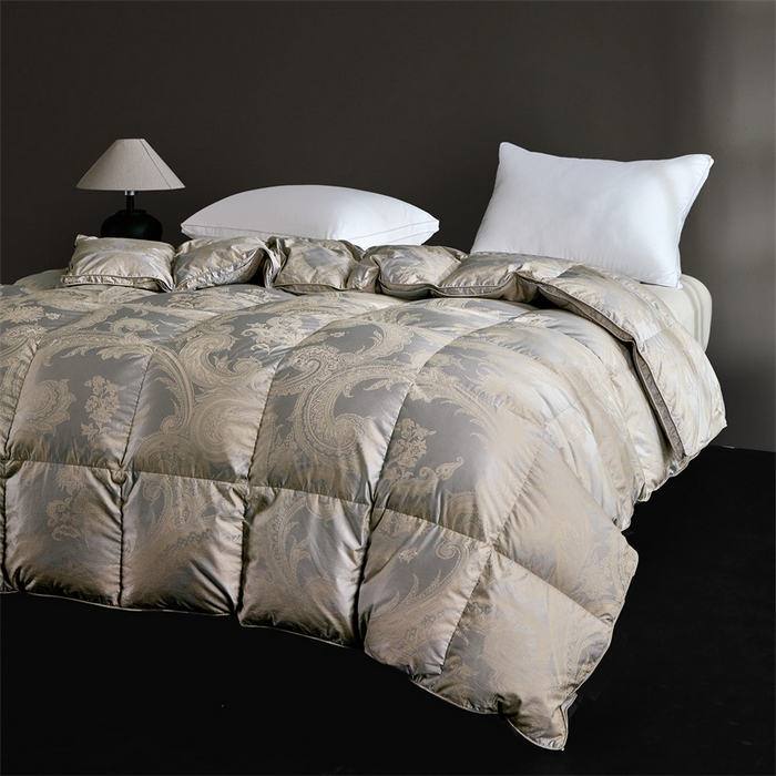 91家纺网 家纺一手货源 找家纺 华盛羽绒被壳 2025新款高精密提花高端羽绒被 奥菲灰金