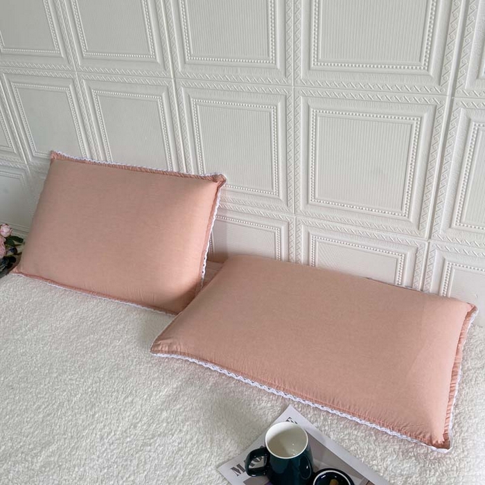 91家纺网 家纺一手货源 找家纺 卡奥家纺 2025新款A类纯棉色织枕套单枕套枕套单件 粉青年