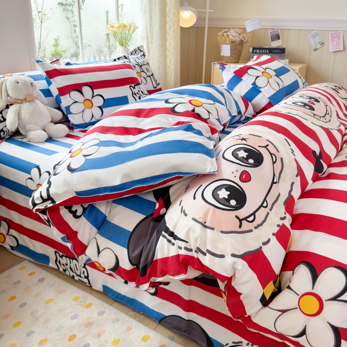 乐居坊 2025新款开学季亲肤棉透气印花芦荟棉四件套（大床） 潮流前线