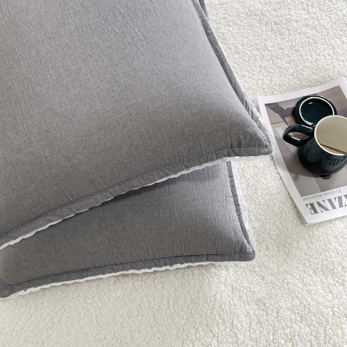 91家纺网 家纺一手货源 找家纺 卡奥家纺 2025新款A类纯棉色织枕套单枕套枕套单件 浅灰