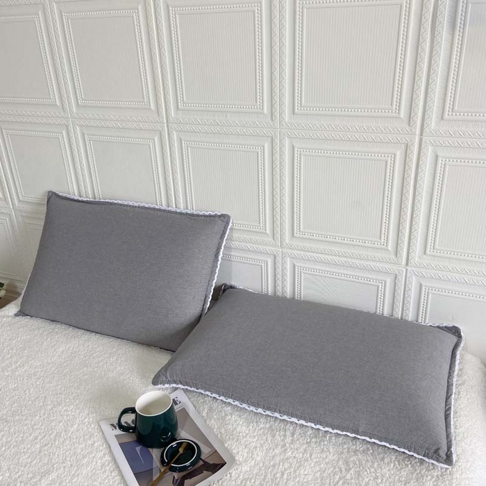 91家纺网 家纺一手货源 找家纺 卡奥家纺 2025新款A类纯棉色织枕套单枕套枕套单件 浅灰