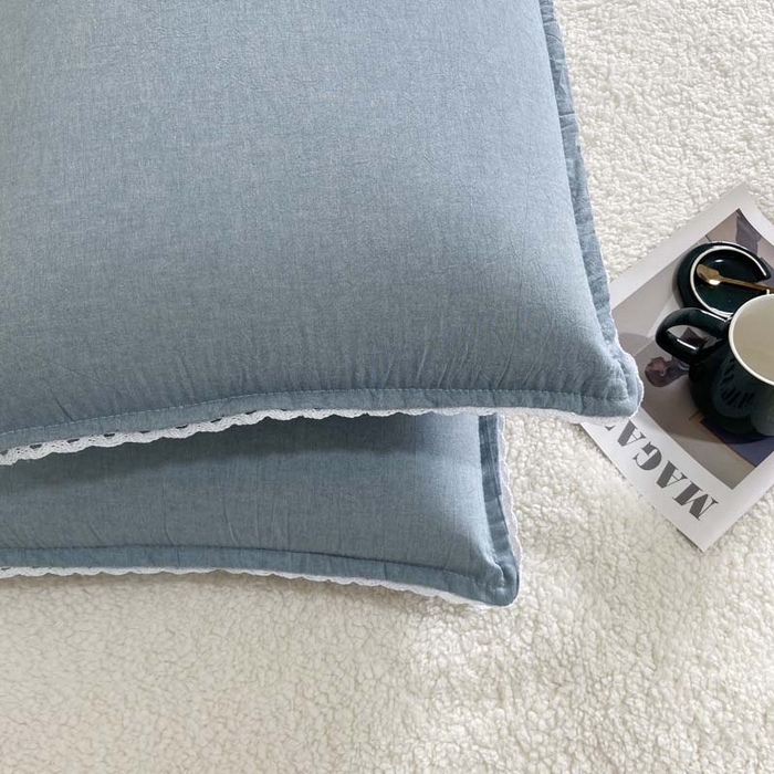 91家纺网 家纺一手货源 找家纺 卡奥家纺 2025新款A类纯棉色织枕套单枕套枕套单件 浅兰青年