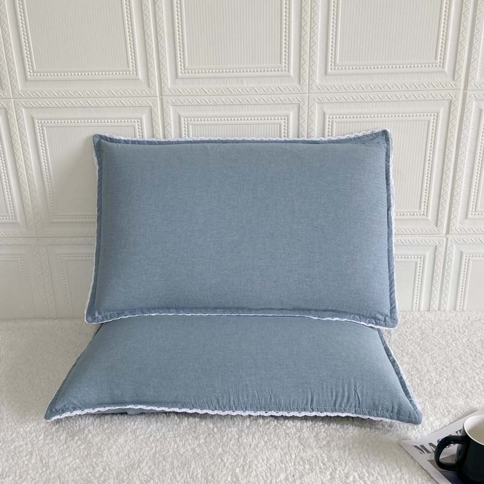 卡奥家纺 2025新款A类纯棉色织枕套单枕套枕套单件 浅兰青年