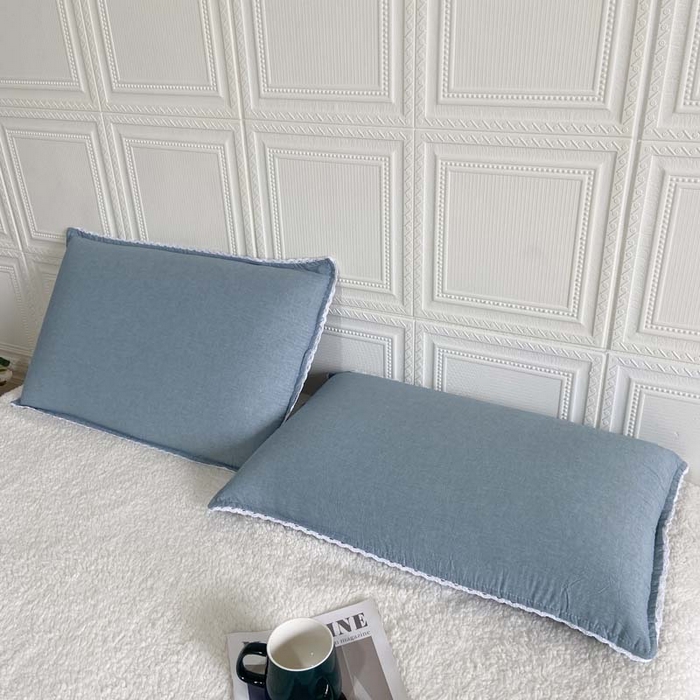 91家纺网 家纺一手货源 找家纺 卡奥家纺 2025新款A类纯棉色织枕套单枕套枕套单件 浅兰青年