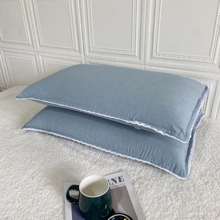 91家纺网 家纺一手货源 找家纺 卡奥家纺 2025新款A类纯棉色织枕套单枕套枕套单件 浅兰青年