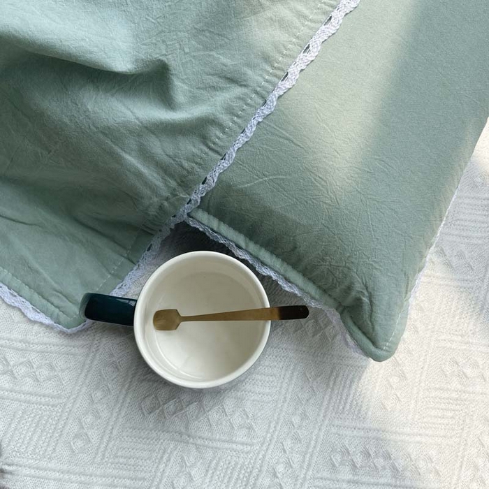 91家纺网 家纺一手货源 找家纺 卡奥家纺 2025新款A类纯棉色织枕套单枕套枕套单件 浅绿青年