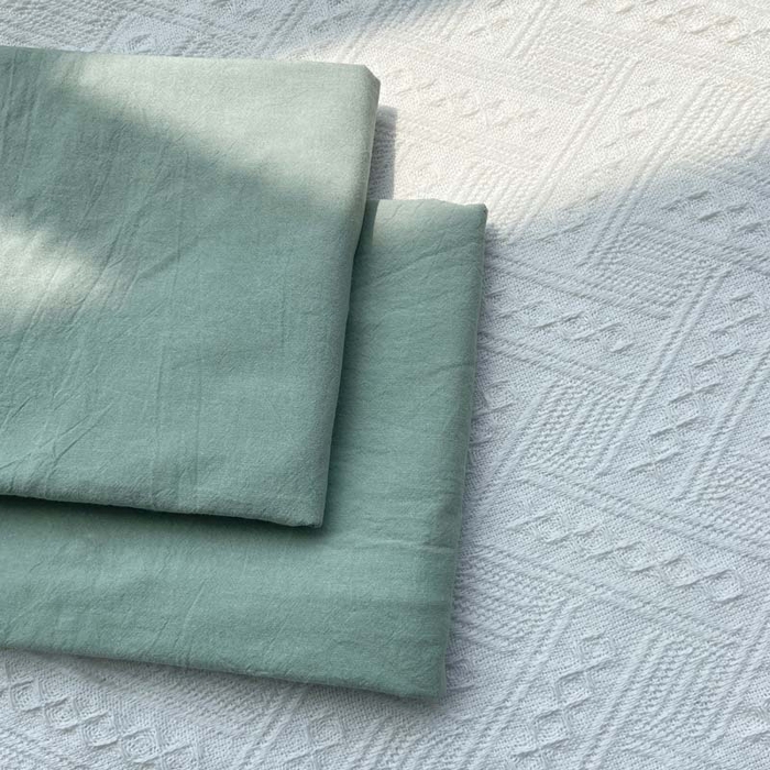 91家纺网 家纺一手货源 找家纺 卡奥家纺 2025新款A类纯棉色织枕套单枕套枕套单件 浅绿青年