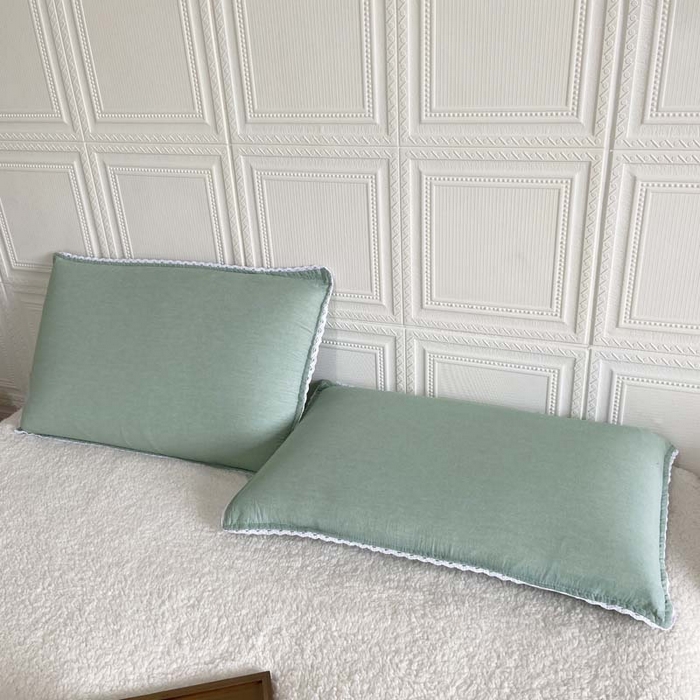 91家纺网 家纺一手货源 找家纺 卡奥家纺 2025新款A类纯棉色织枕套单枕套枕套单件 浅绿青年