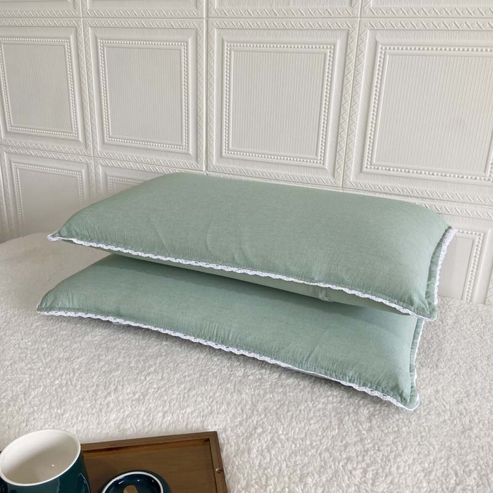 91家纺网 家纺一手货源 找家纺 卡奥家纺 2025新款A类纯棉色织枕套单枕套枕套单件 浅绿青年