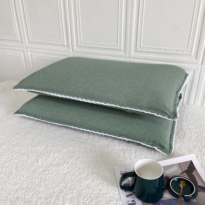 91家纺网 家纺一手货源 找家纺 卡奥家纺 2025新款A类纯棉色织枕套单枕套枕套单件 深绿