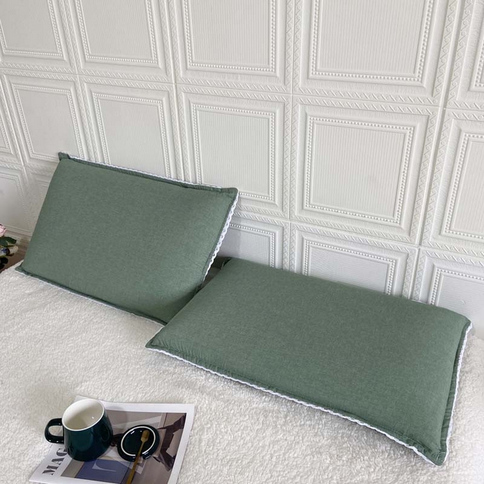 91家纺网 家纺一手货源 找家纺 卡奥家纺 2025新款A类纯棉色织枕套单枕套枕套单件 深绿