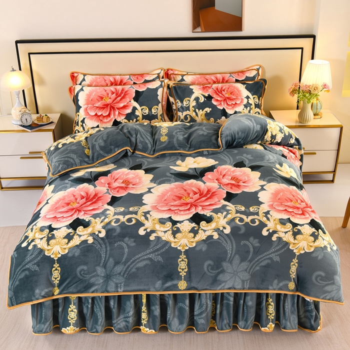 91家纺网 家纺一手货源 找家纺 （总）望淮 2025新款230g印花金貂绒牛奶绒四件套