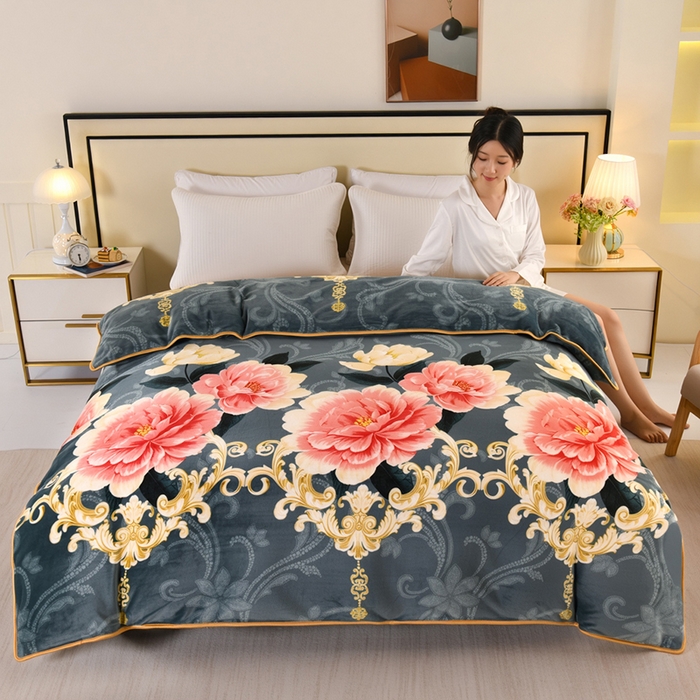 91家纺网 家纺一手货源 找家纺 （总）望淮 2025新款230g印花金貂绒牛奶绒四件套