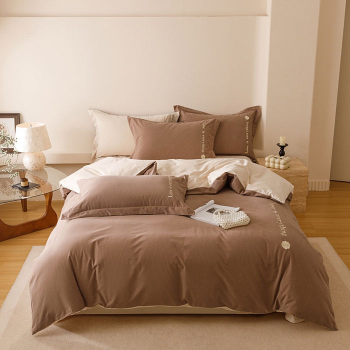 艾莱家纺 2025新款A类新疆长绒棉加厚柔顺磨毛四件套--爱永恒系列 爱永恒-大地色