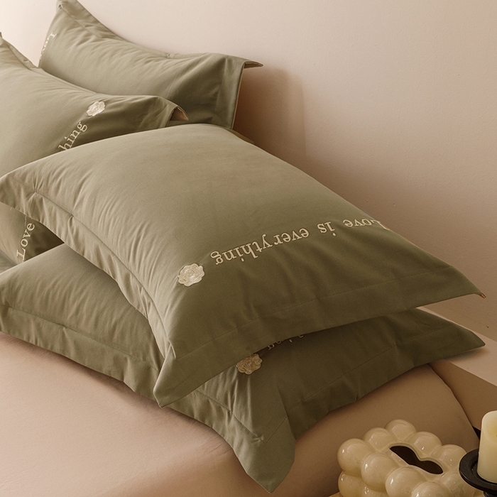 91家纺网 家纺一手货源 找家纺 艾莱家纺 2025新款A类新疆长绒棉加厚柔顺磨毛四件套--爱永恒系列 爱永恒-抹茶绿