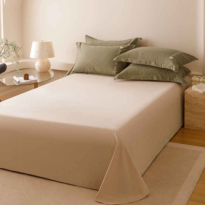 91家纺网 家纺一手货源 找家纺 艾莱家纺 2025新款A类新疆长绒棉加厚柔顺磨毛四件套--爱永恒系列 爱永恒-抹茶绿