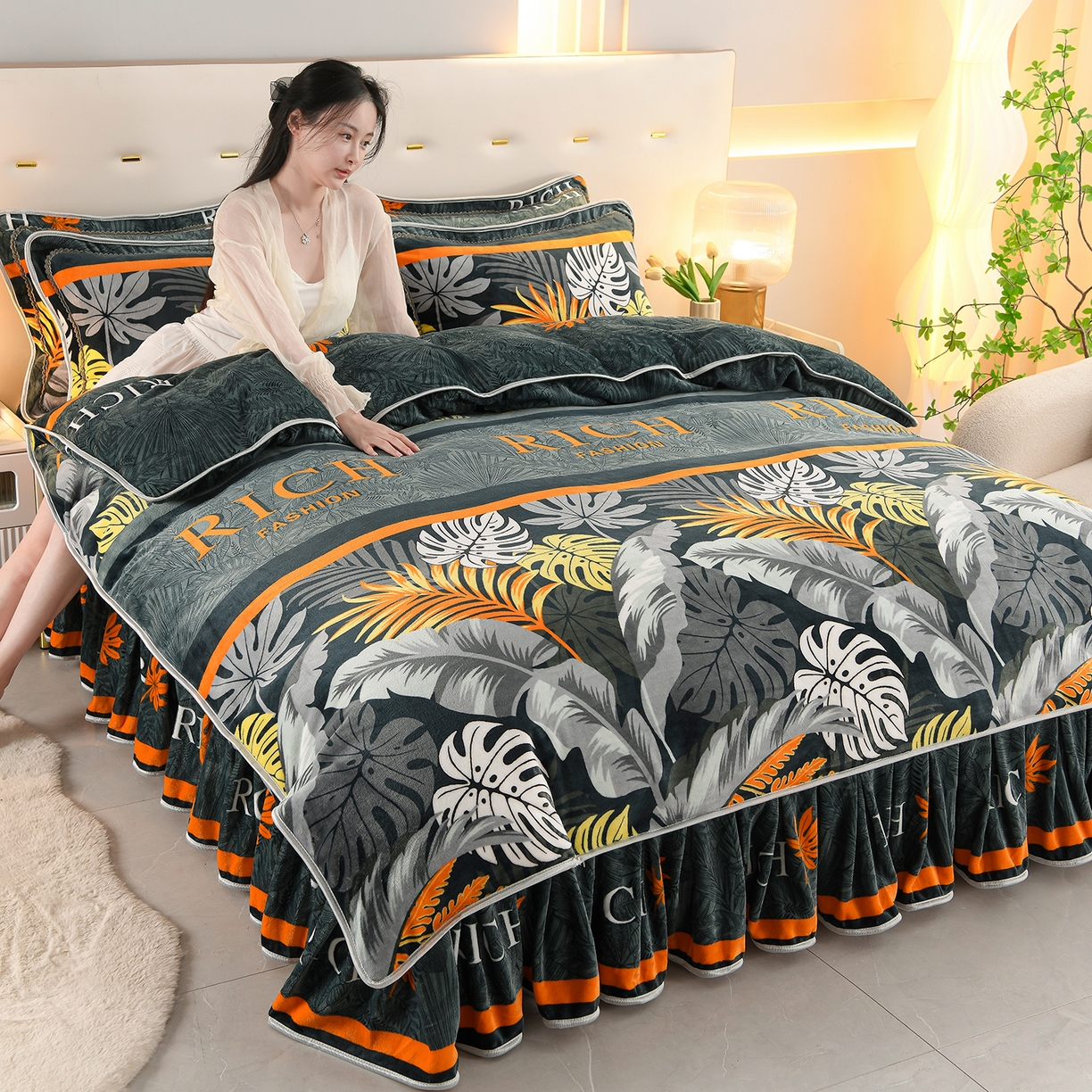 91家纺网 家纺一手货源 找家纺 （总）贝诗梦 2025直播8.5斤高克重牛奶绒金貂法莱绒保暖四件套