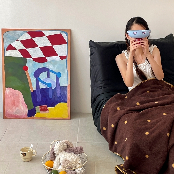 91家纺网 家纺一手货源 找家纺 晚爱家纺（原晚安家居） 2025新款跨境暖羊绒双面绵羊绒沙发毯多功能盖毯 咖波点