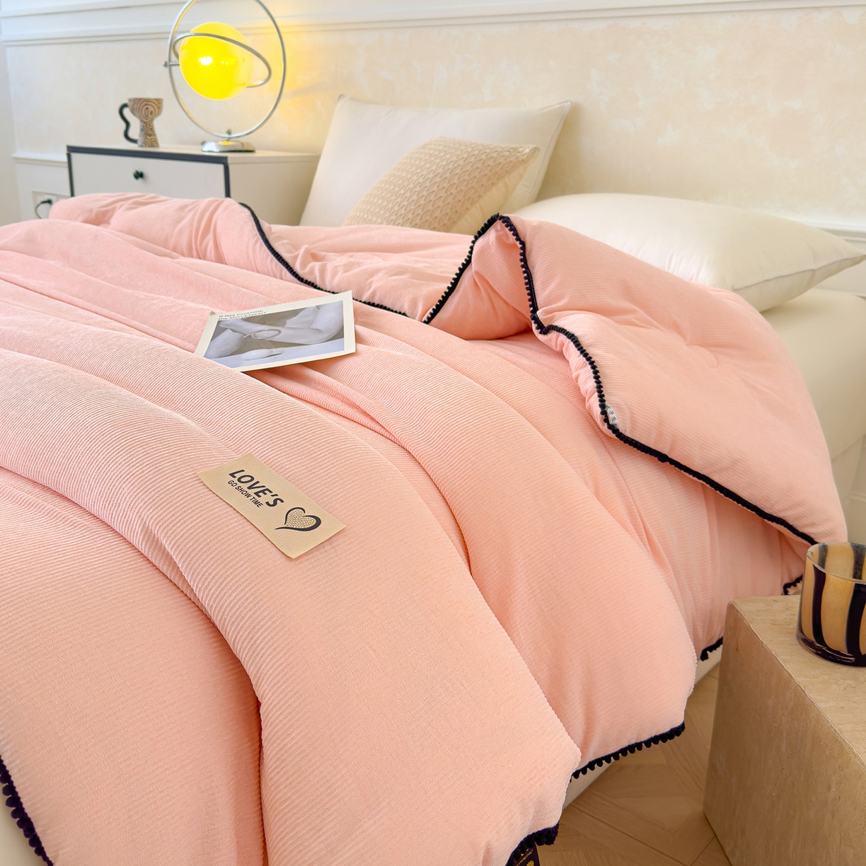 91家纺网 家纺一手货源 找家纺 蓝冰家纺 2025新款保暖雪尼绒大豆被冬被被子被芯 墨玉色