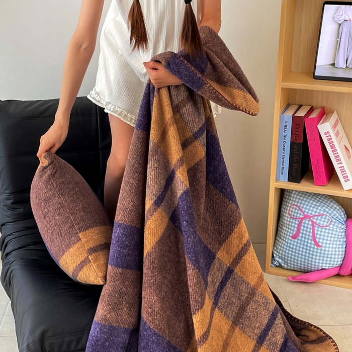 91家纺网 家纺一手货源 找家纺 晚爱家纺（原晚安家居） 2025新款跨境暖羊绒双面绵羊绒沙发毯多功能盖毯 蓝郁