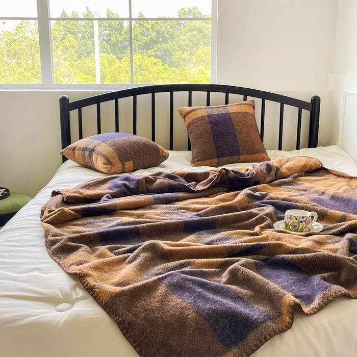 91家纺网 家纺一手货源 找家纺 晚爱家纺（原晚安家居） 2025新款跨境暖羊绒双面绵羊绒沙发毯多功能盖毯 蓝郁