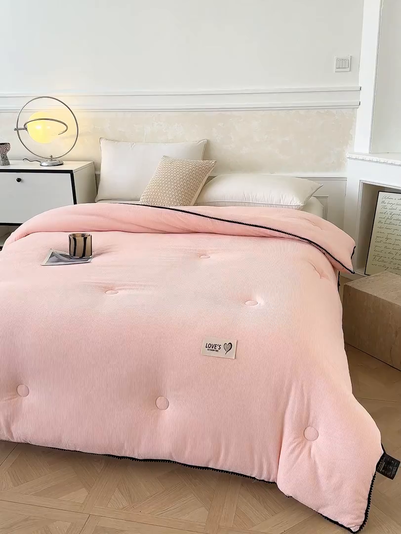 91家纺网 家纺一手货源 找家纺 蓝冰家纺 2025新款保暖雪尼绒大豆被冬被被子被芯 墨玉色