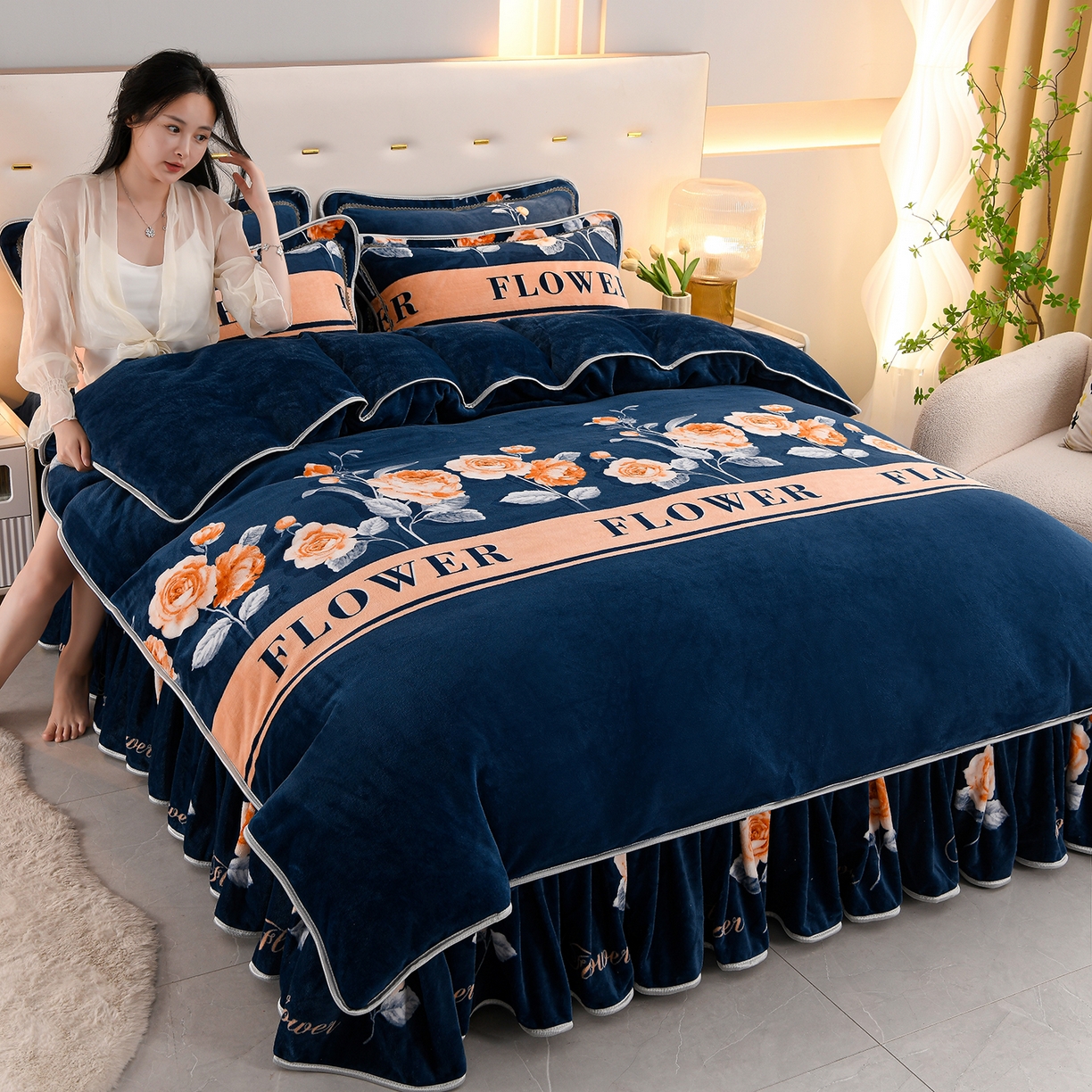 91家纺网 家纺一手货源 找家纺 （总）贝诗梦 2025直播8.5斤高克重牛奶绒金貂法莱绒保暖四件套