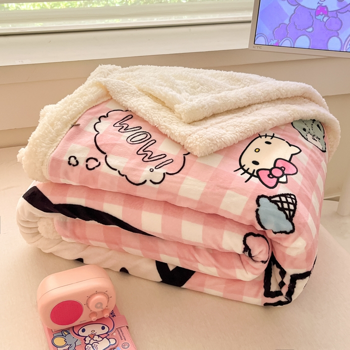 91家纺网 家纺一手货源 找家纺 金爱家 2025新款卡通多功能牛奶绒羊羔绒毛毯 叠拍图进攻展示不可下单