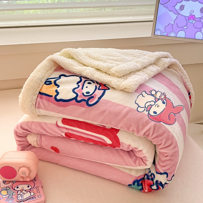 91家纺网 家纺一手货源 找家纺 金爱家 2025新款卡通多功能牛奶绒羊羔绒毛毯 叠拍图进攻展示不可下单