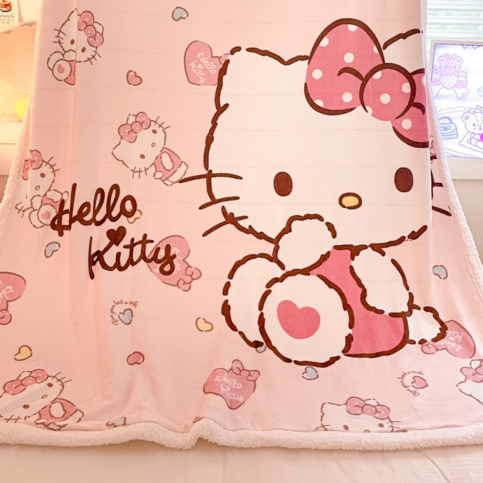 91家纺网 家纺一手货源 找家纺 金爱家 2025新款卡通多功能牛奶绒羊羔绒毛毯 羊羔绒-爱心kt