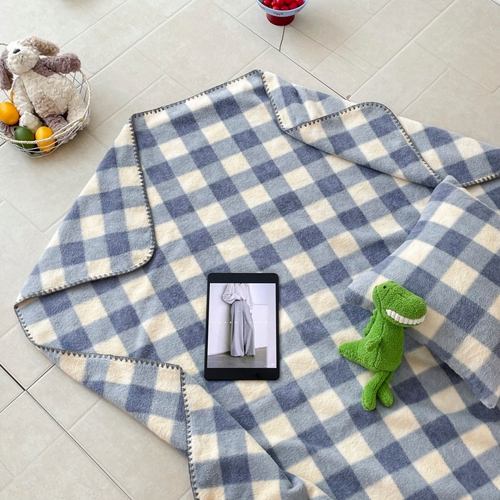 91家纺网 家纺一手货源 找家纺 晚爱家纺（原晚安家居） 2025新款跨境暖羊绒双面绵羊绒沙发毯多功能盖毯 南山蓝