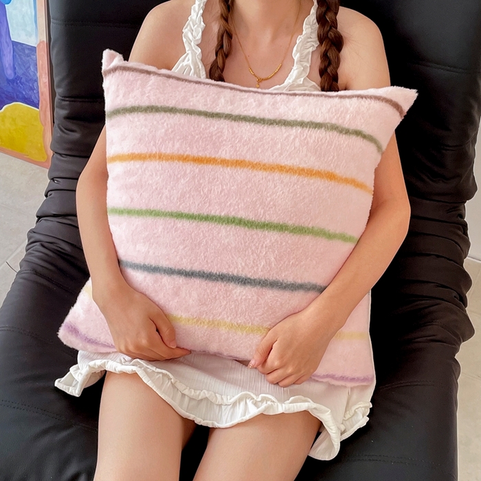 91家纺网 家纺一手货源 找家纺 晚爱家纺（原晚安家居） 2025新款跨境暖羊绒双面绵羊绒沙发毯多功能盖毯 七彩条