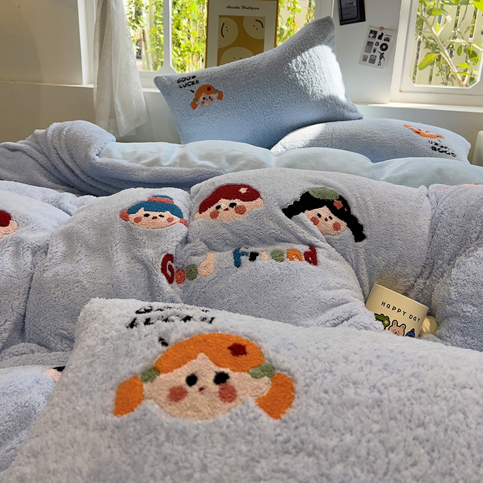 91家纺网 家纺一手货源 找家纺 金爱家 2025新款泰迪绒毛巾绣四件套 泰迪绒-好伙伴