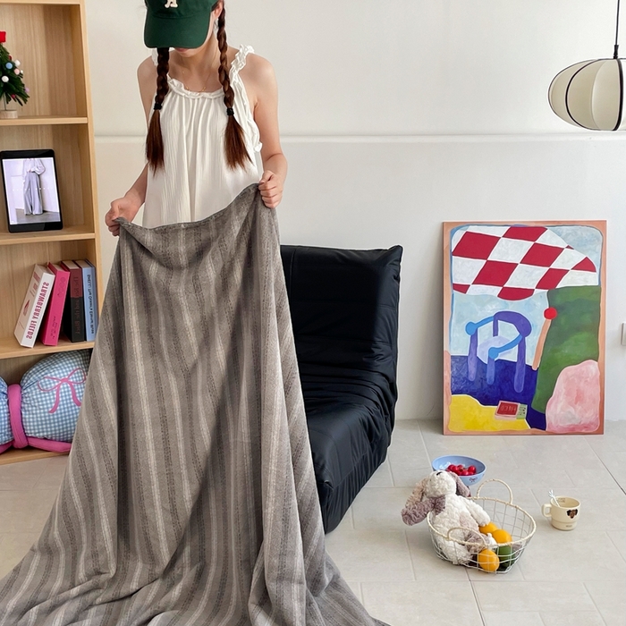 91家纺网 家纺一手货源 找家纺 晚爱家纺（原晚安家居） 2025新款跨境暖羊绒双面绵羊绒沙发毯多功能盖毯 虚幻灰