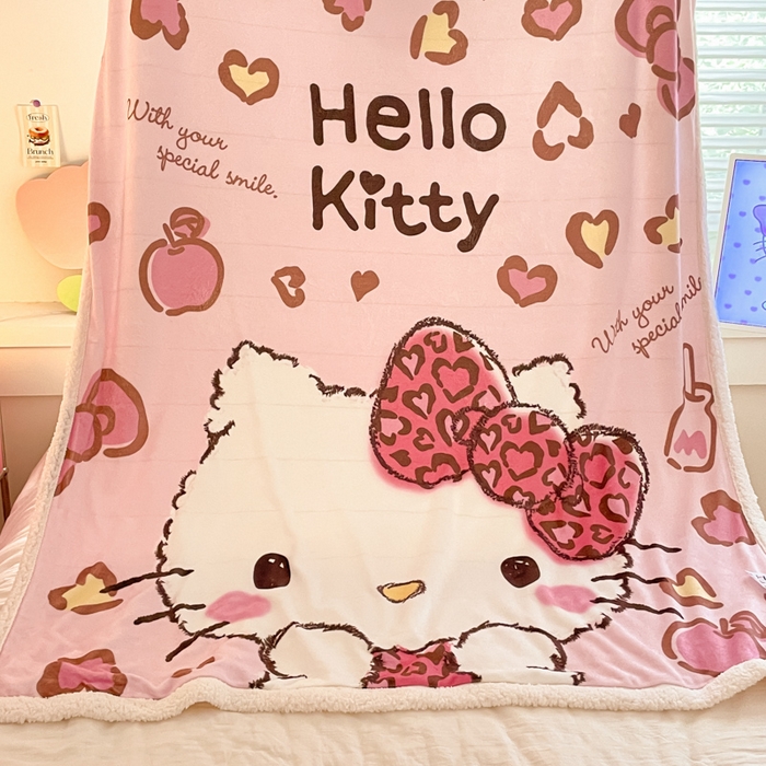 91家纺网 家纺一手货源 找家纺 金爱家 2025新款卡通多功能牛奶绒羊羔绒毛毯 羊羔绒-粉粉豹纹kt