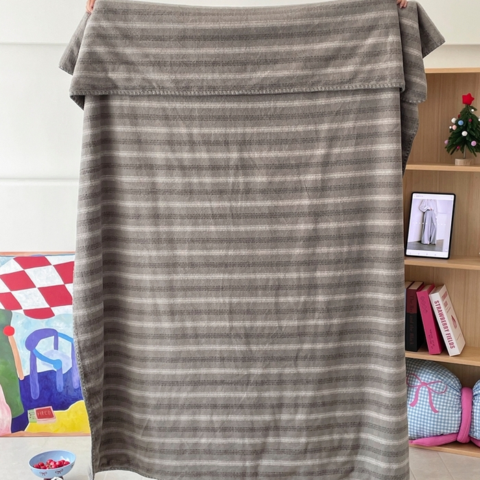 91家纺网 家纺一手货源 找家纺 晚爱家纺（原晚安家居） 2025新款跨境暖羊绒双面绵羊绒沙发毯多功能盖毯 虚幻灰