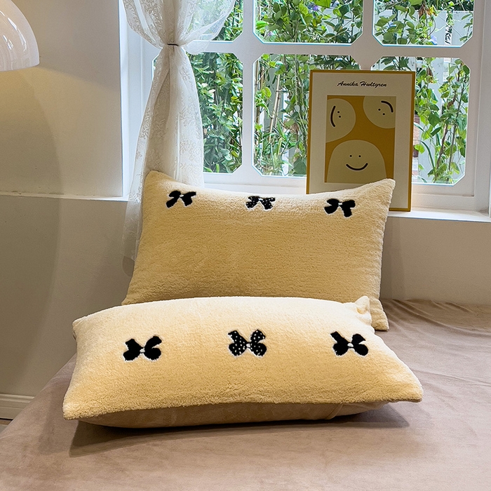 91家纺网 家纺一手货源 找家纺 金爱家 2025新款泰迪绒毛巾绣四件套 泰迪绒-蝴蝶结