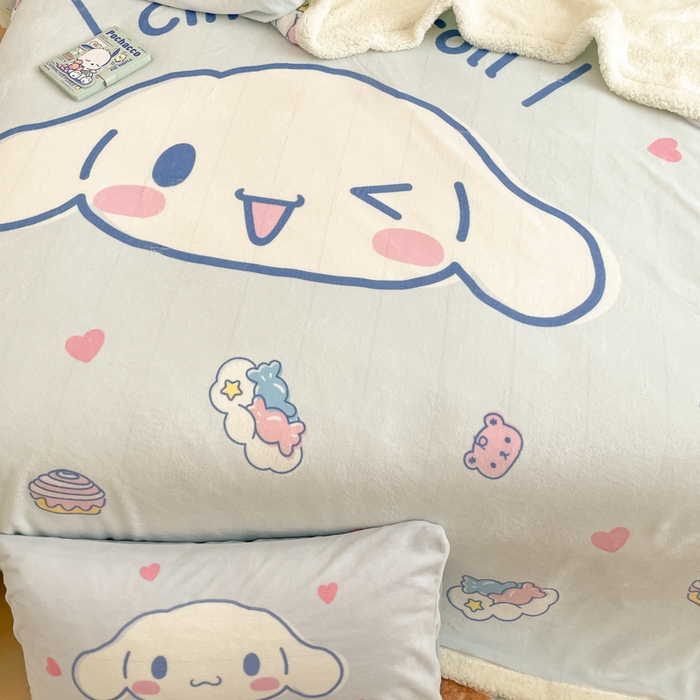 91家纺网 家纺一手货源 找家纺 金爱家 2025新款卡通多功能牛奶绒羊羔绒毛毯 羊羔绒-开心大耳狗