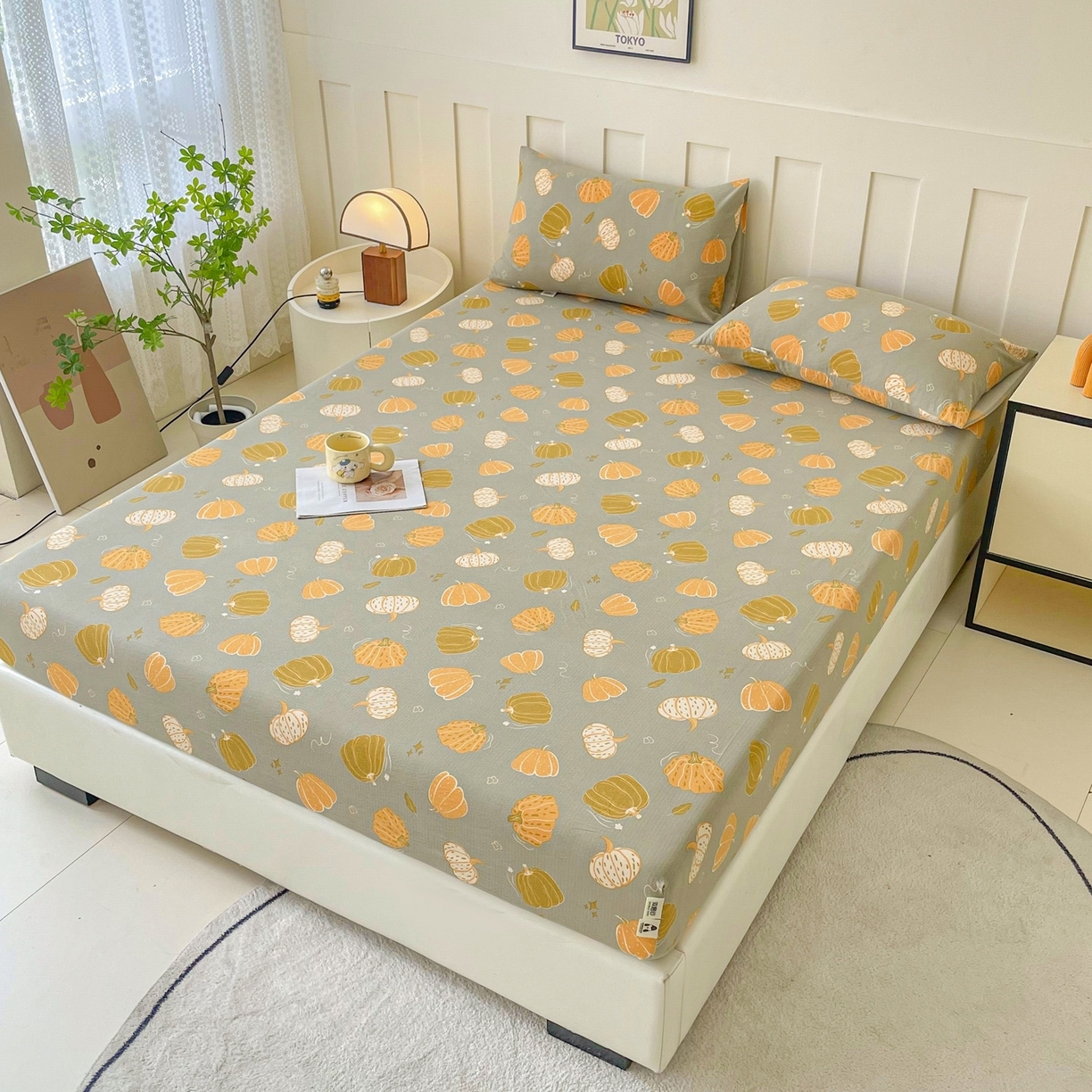 91家纺网 家纺一手货源 找家纺 （总）棉乐町家居 2025新款木棉双层纱印花床笠