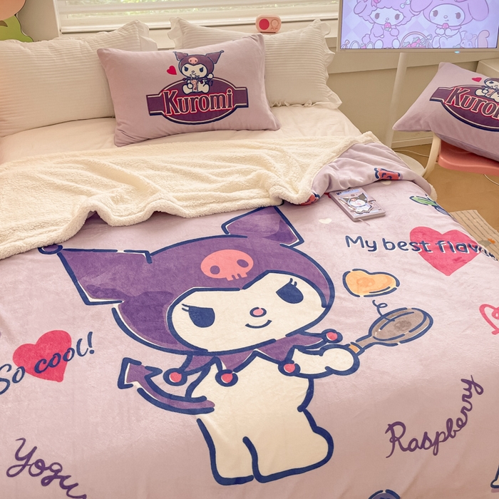 91家纺网 家纺一手货源 找家纺 金爱家 2025新款卡通多功能牛奶绒羊羔绒毛毯 羊羔绒-乐趣库洛米