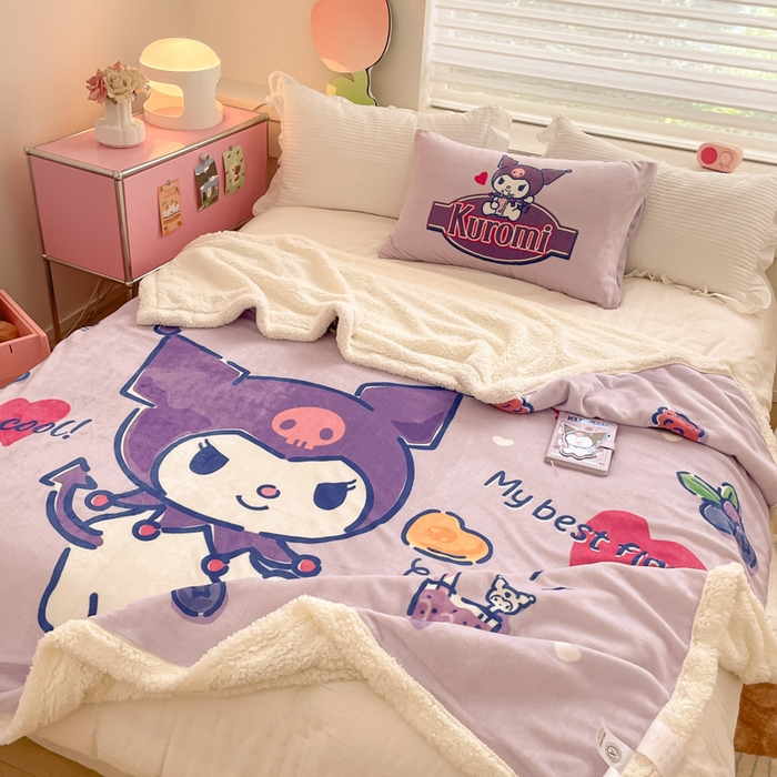 91家纺网 家纺一手货源 找家纺 金爱家 2025新款卡通多功能牛奶绒羊羔绒毛毯 羊羔绒-乐趣库洛米